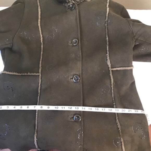 PIZAZZ  Vintage Y2K Faux Fur Shearling Hood Paisley Coat Jacket Cozy Fur Lined L - Picture 13 of 16